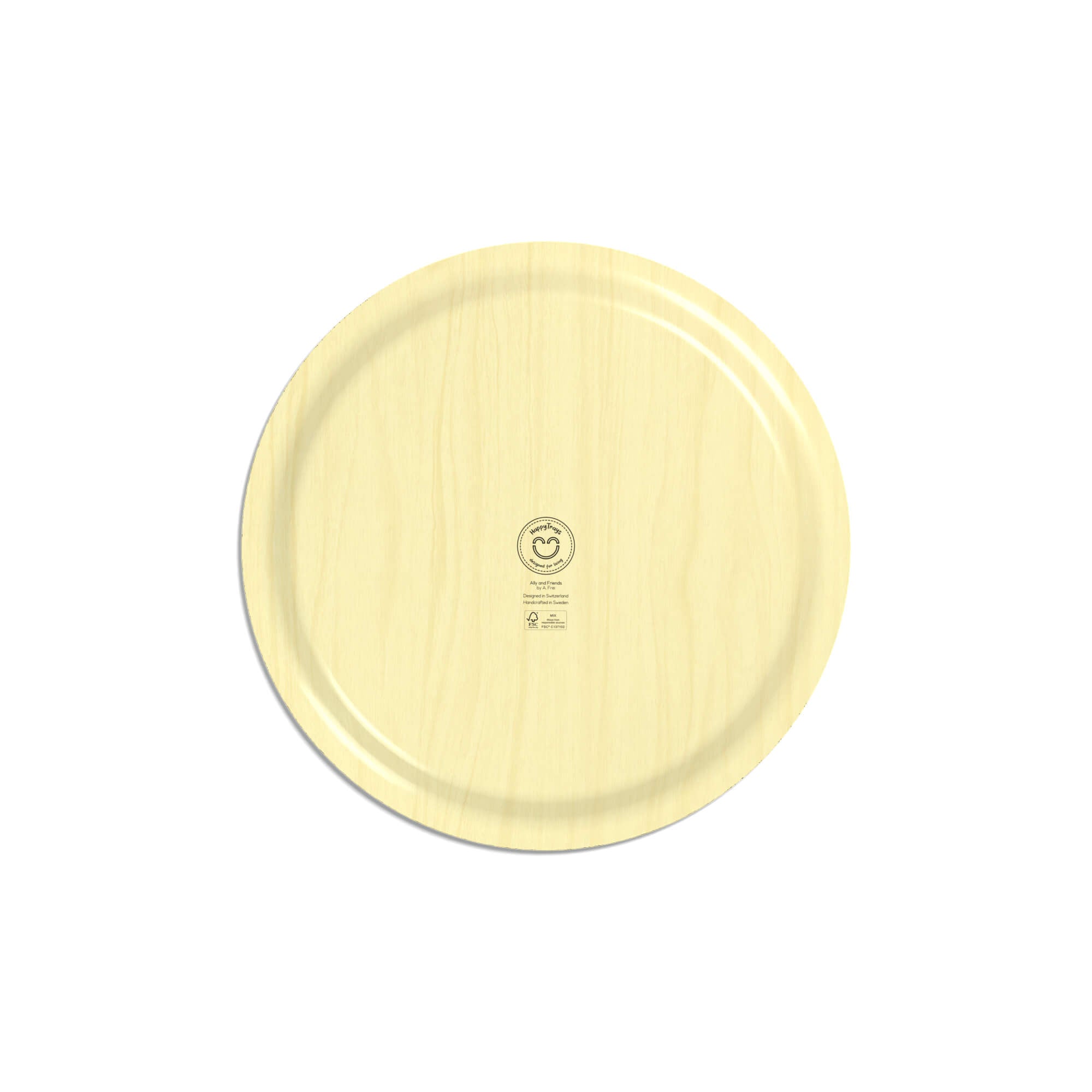 Wooden tray round Ø39cm 'Ally and Friends'