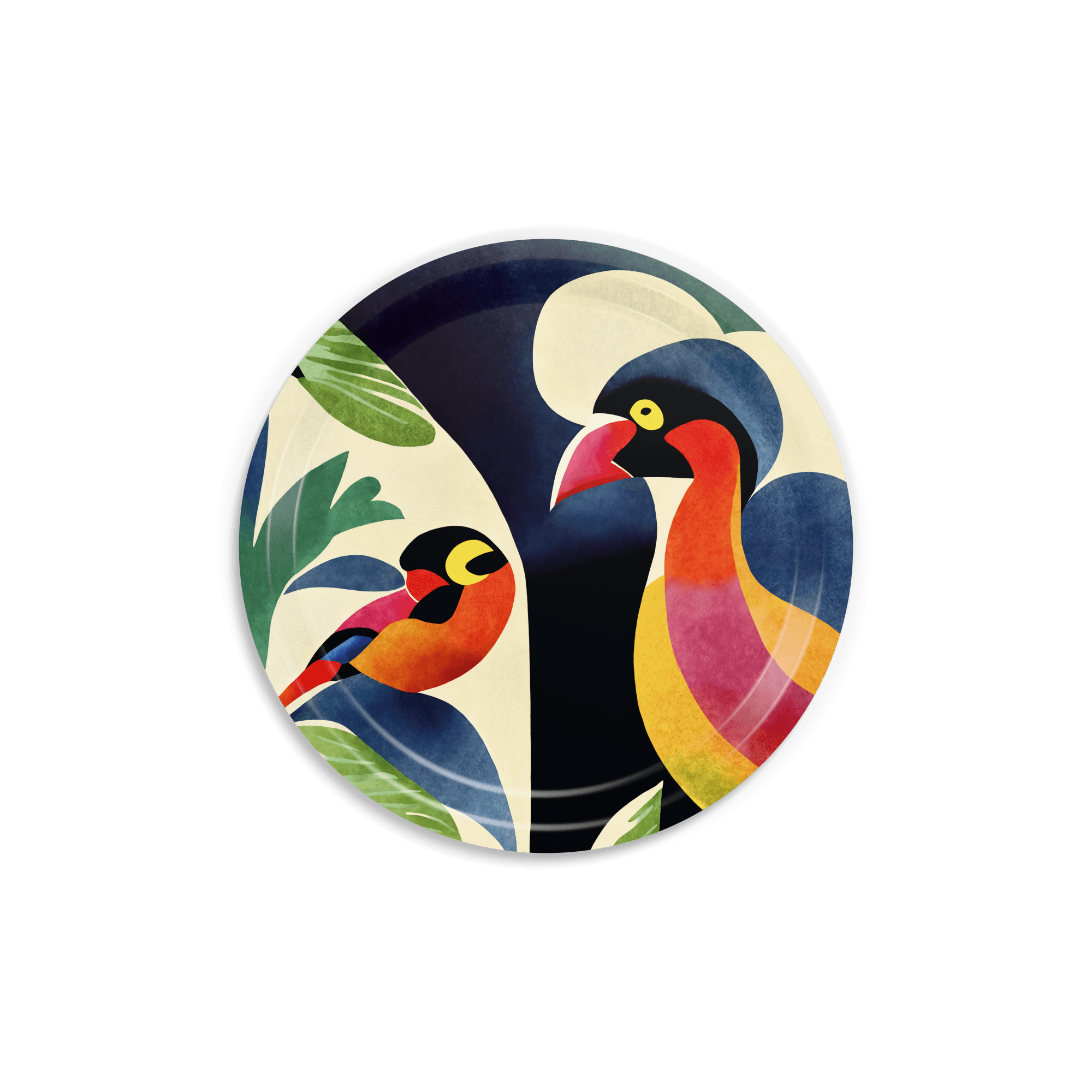 Rundes Design-Tablett Ø 39 cm - Frank the Bird - nordische Birke