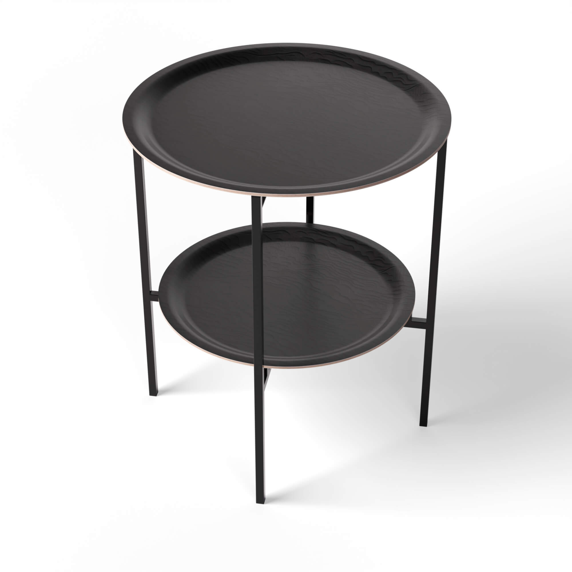 HappyTrays Beistelltisch mit 2 Trays - Ø 46 cm & Ø 39 cm, H 53 cm