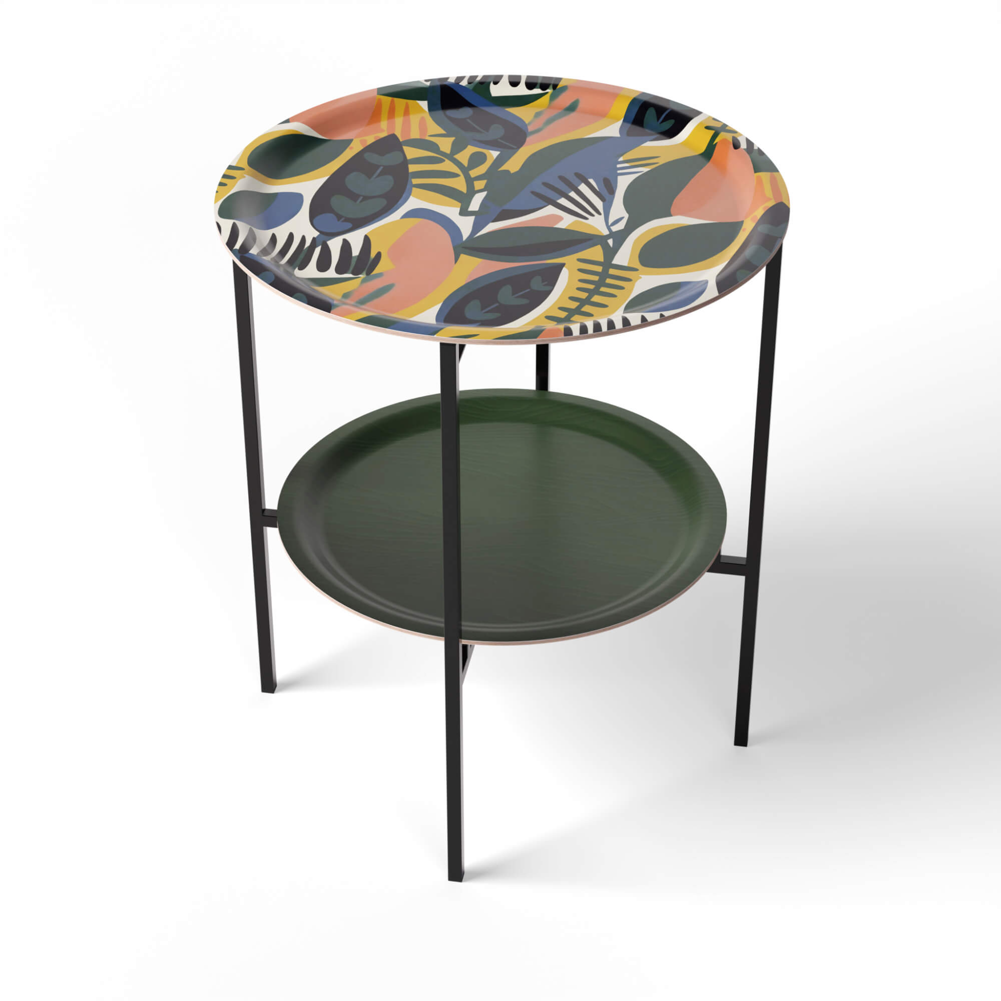 HappyTrays Beistelltisch mit 2 Trays - Ø 46 cm & Ø 39 cm, H 53 cm