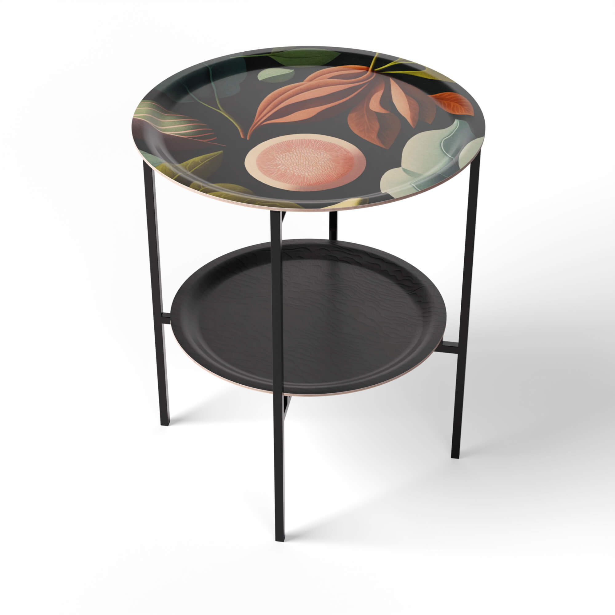 HappyTrays Beistelltisch mit 2 Trays - Ø 46 cm & Ø 39 cm, H 53 cm