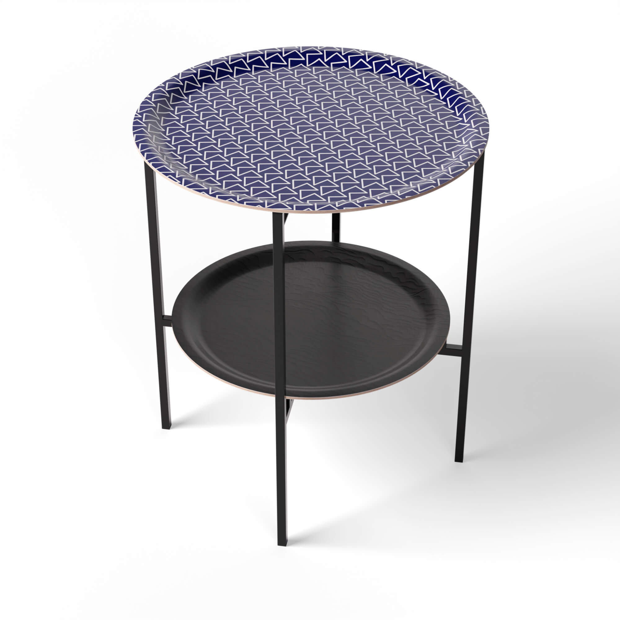 HappyTrays Side Table with 2 Trays - Ø 46 cm & Ø 39 cm, H 53 cm