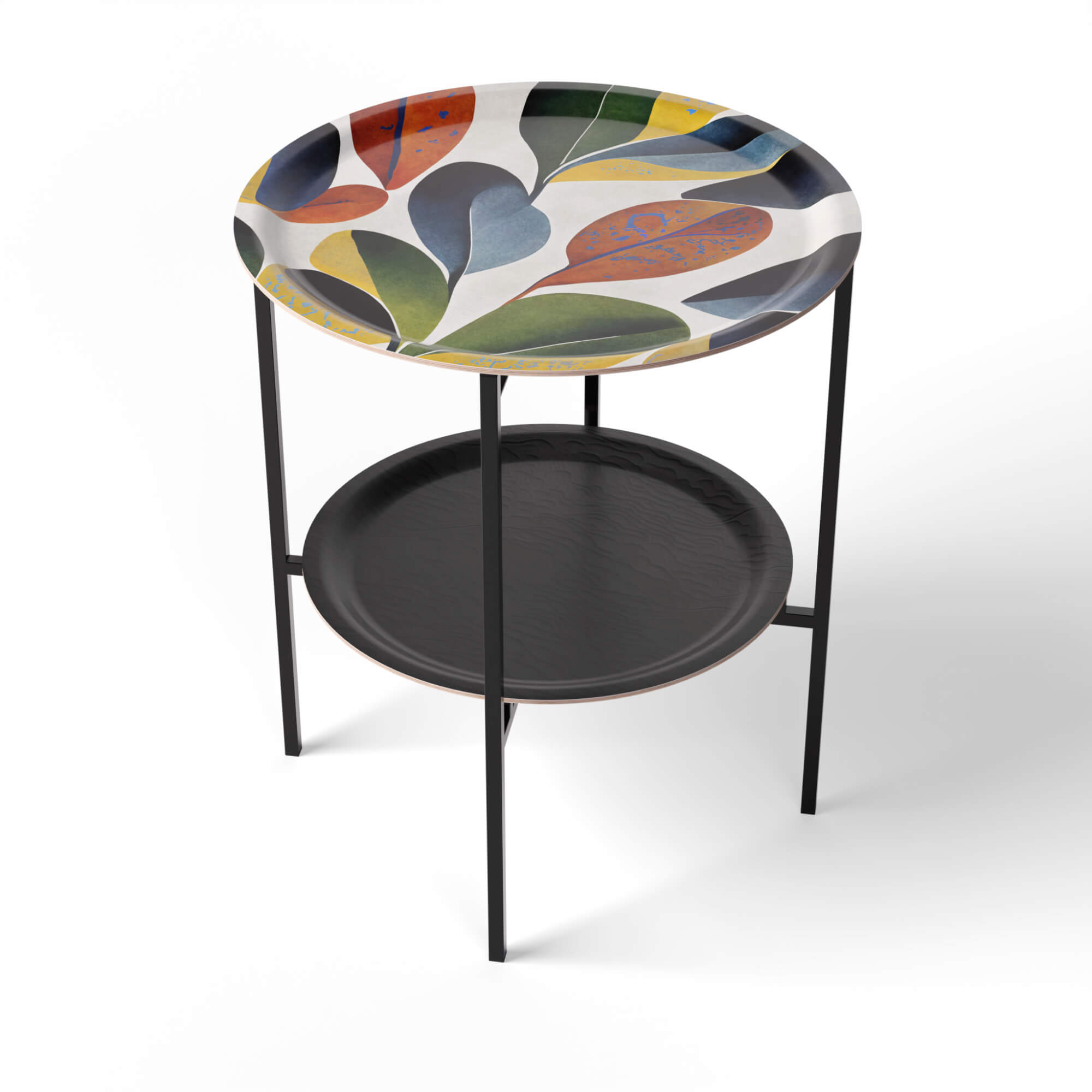 HappyTrays Beistelltisch mit 2 Trays - Ø 46 cm & Ø 39 cm, H 53 cm EU