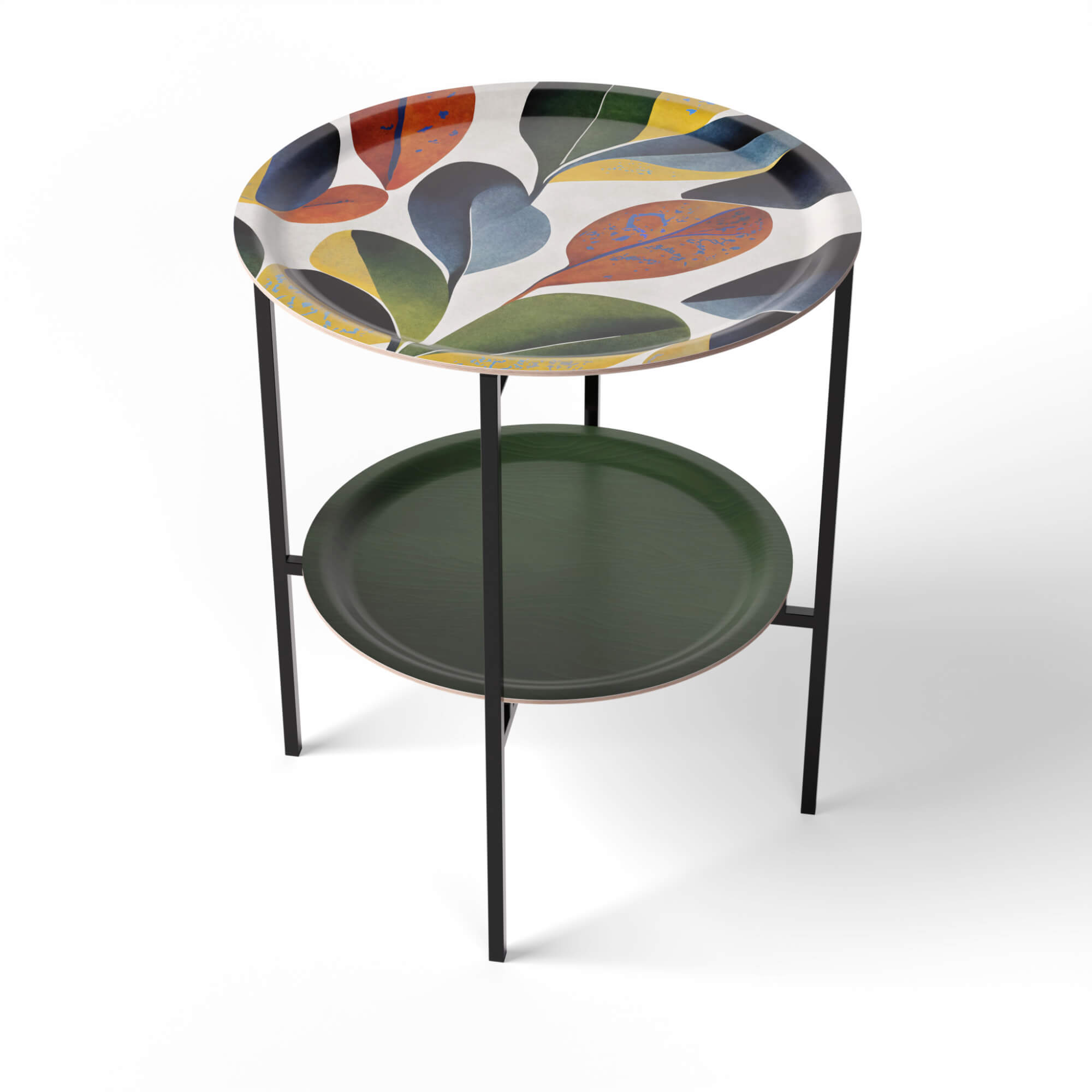 HappyTrays Beistelltisch mit 2 Trays - Ø 46 cm & Ø 39 cm, H 53 cm EU