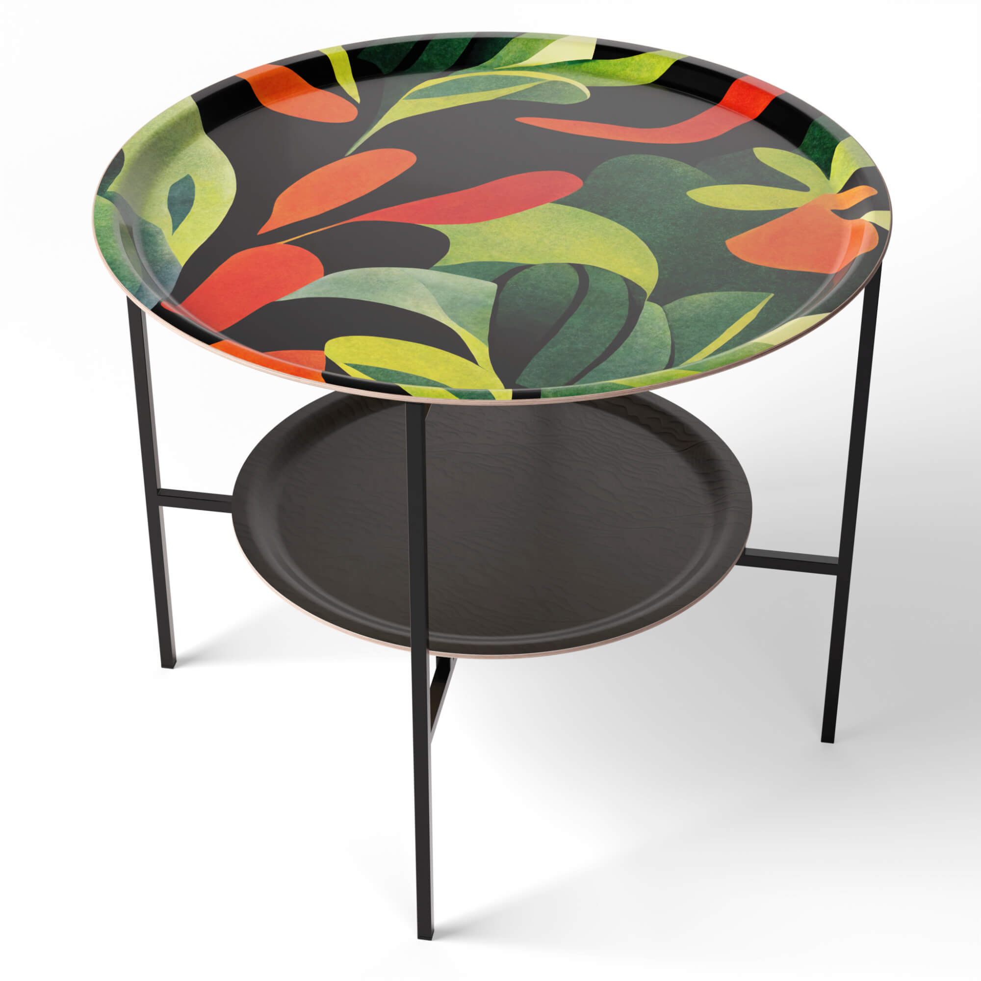 HappyTrays Side Table with 2 Trays - Ø 65 cm & Ø 46 cm, H 53 cm