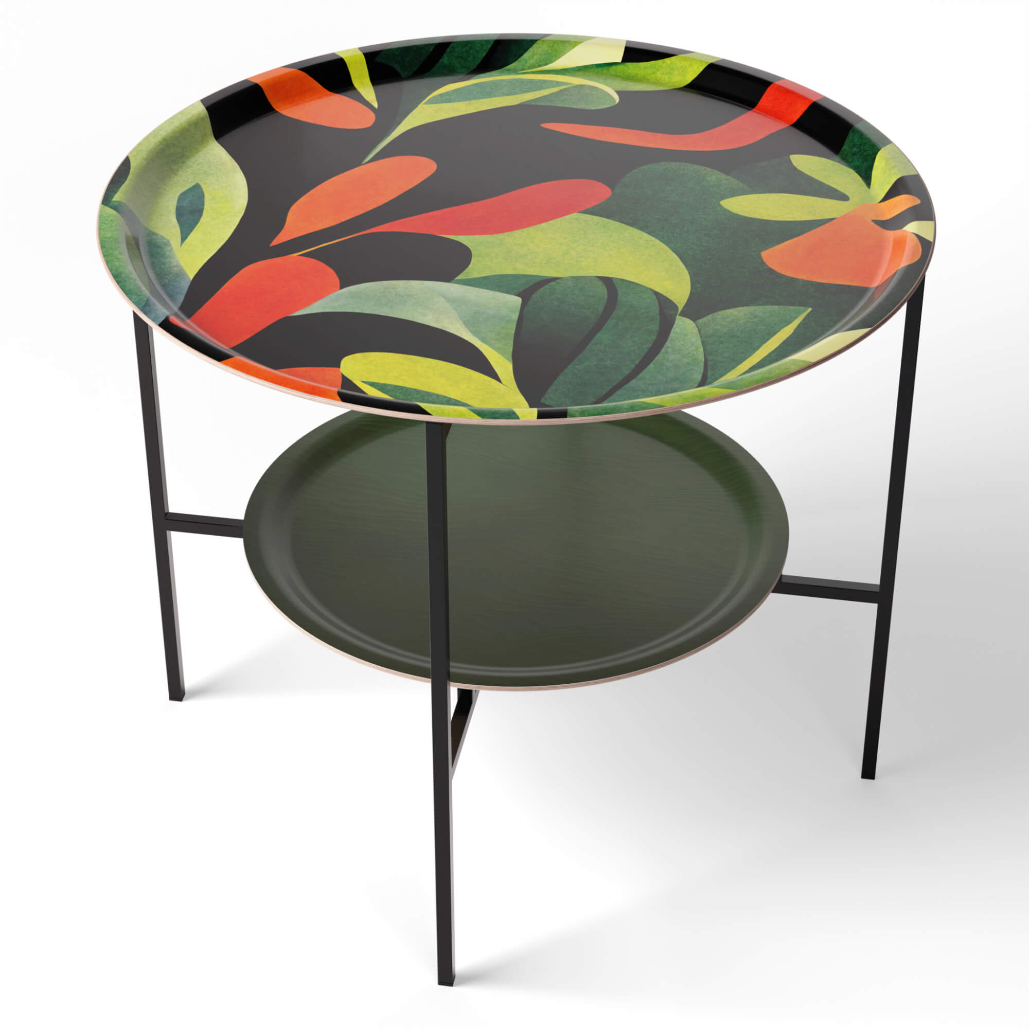 HappyTrays Side Table with 2 Trays - Ø 65 cm & Ø 46 cm, H 53 cm