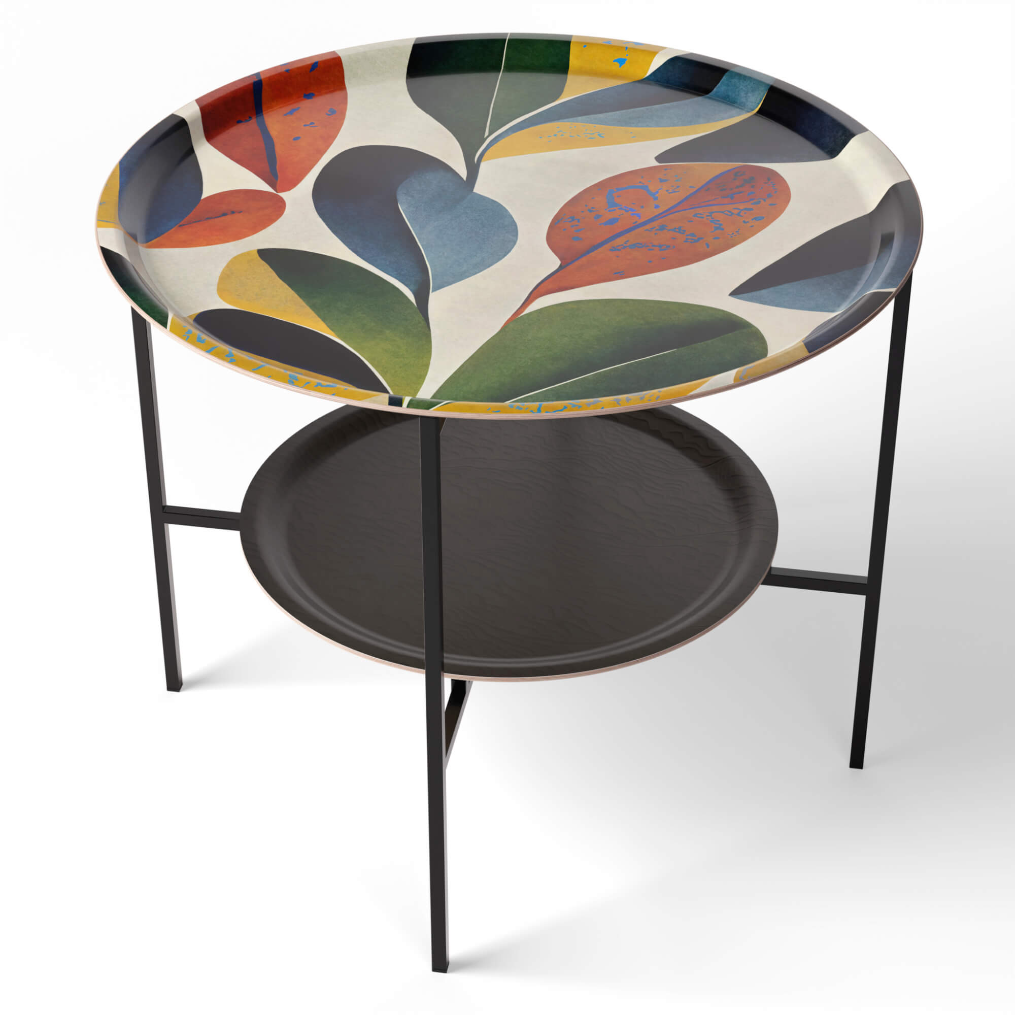 HappyTrays Side Table with 2 Trays - Ø 65 cm & Ø 46 cm, H 53 cm